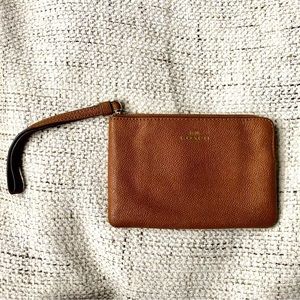 COACH warm brown leather wristlet
